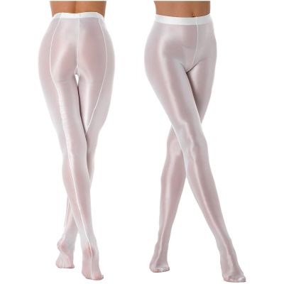 US Women's Shiny Glossy Pant Wet Look Stockings Dance Fitness Workout Pantyhose